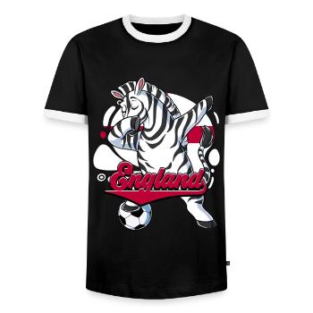 England Fußball - Männer Kontrast-T-Shirt - Schwarz/Weiß - Vorne - AI Model Female 172 light (172cm) & AI Model Male 178 light (178cm)