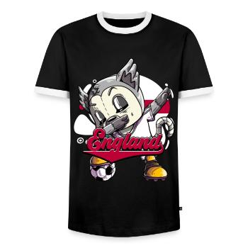England Fußball - Männer Kontrast-T-Shirt - Schwarz/Weiß - Vorne - AI Model Female 172 light (172cm) & AI Model Male 178 light (178cm)