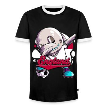 England Fußball - Männer Kontrast-T-Shirt - Schwarz/Weiß - Vorne - AI Model Female 172 light (172cm) & AI Model Male 178 light (178cm)