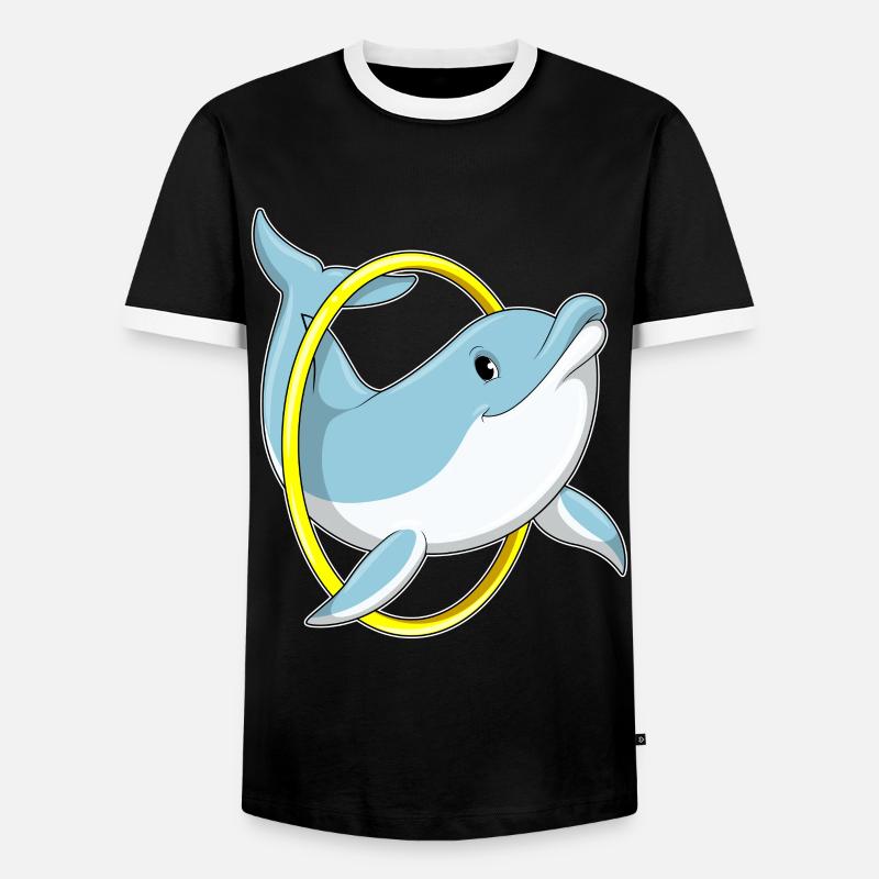 Dolphin with ring - Men's Ringer Shirt - black/white