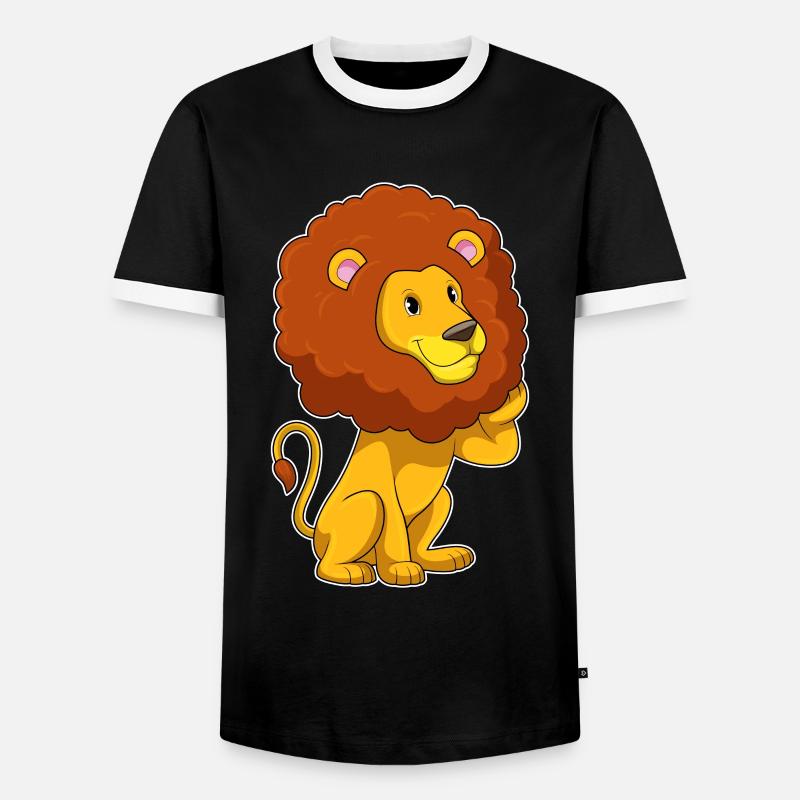 Löwe mit Locken - Männer Kontrast-T-Shirt - Schwarz/Weiß