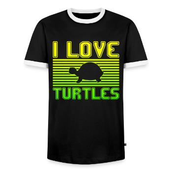 I love turtles - Men's Ringer Shirt - black/white - Front - AI Model Female 172 light (172cm) & AI Model Male 178 light (178cm)