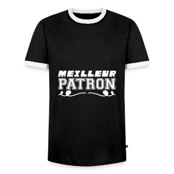 MEILLEUR PATRON DU MONDE - T-shirt contrasté Homme - noir/blanc - Devant - AI Model Female 172 light (172cm) & AI Model Male 178 light (178cm)