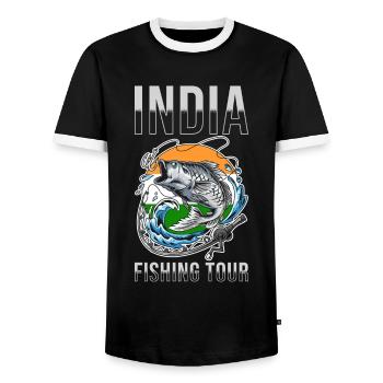 Angel Tour Inde - T-shirt contrasté Homme - noir/blanc - Devant - AI Model Female 172 light (172cm) & AI Model Male 178 light (178cm)