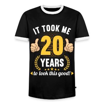 it took me 20 Years to look this good 20 Birthday - Männer Kontrast-T-Shirt - Schwarz/Weiß - Vorne - AI Model Female 172 light (172cm) & AI Model Male 178 light (178cm)
