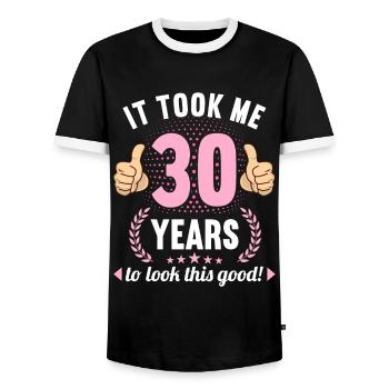 it took me 30 Years to look this good 30 Birthday - Männer Kontrast-T-Shirt - Schwarz/Weiß - Vorne - AI Model Female 172 light (172cm) & AI Model Male 178 light (178cm)