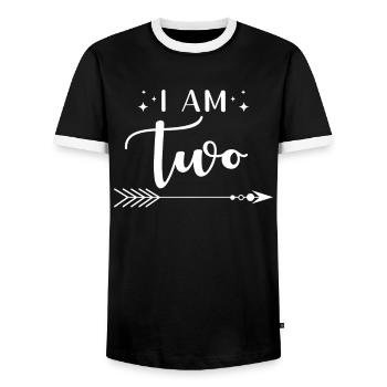 Zwei Jahre Geburtstag Ich Bin Zwei - Männer Kontrast-T-Shirt - Schwarz/Weiß - Vorne - AI Model Female 172 light (172cm) & AI Model Male 178 light (178cm)
