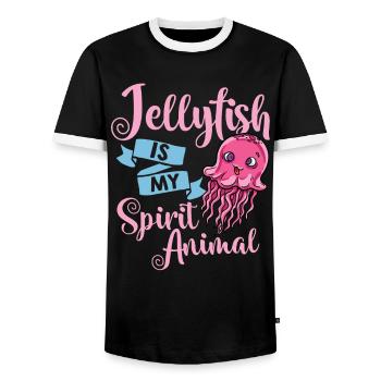 Méduse Méduse Aquarium d’animaux marins Aquarium - T-shirt contrasté Homme - noir/blanc - Devant - AI Model Female 172 light (172cm) & AI Model Male 178 light (178cm)