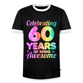 60th Birthday Idea Celebrating 60 Year Of Being - Männer Kontrast-T-Shirt - Schwarz/Weiß - Vorne - AI Model Female 172 light (172cm) & AI Model Male 178 light (178cm)