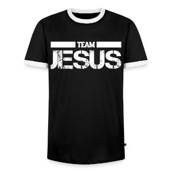 Team Jesus Christian Religion Christ Jesus - Männer Kontrast-T-Shirt - Schwarz/Weiß - Vorne - AI Model Female 172 light (172cm) & AI Model Male 178 light (178cm)