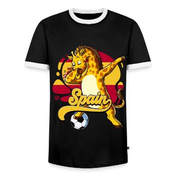 Spanien Fußball - Männer Kontrast-T-Shirt - Schwarz/Weiß - Vorne - AI Model Female 172 light (172cm) & AI Model Male 178 light (178cm)