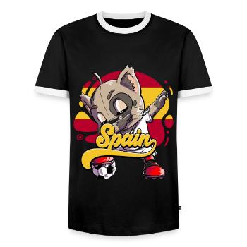 Spanien Fußball - Männer Kontrast-T-Shirt - Schwarz/Weiß - Vorne - AI Model Female 172 light (172cm) & AI Model Male 178 light (178cm)