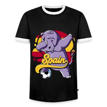 Spanien Fußball - Männer Kontrast-T-Shirt - Schwarz/Weiß - Vorne - AI Model Female 172 light (172cm) & AI Model Male 178 light (178cm)