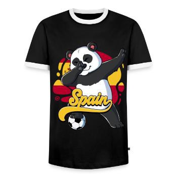 Spanien Fußball - Männer Kontrast-T-Shirt - Schwarz/Weiß - Vorne - AI Model Female 172 light (172cm) & AI Model Male 178 light (178cm)