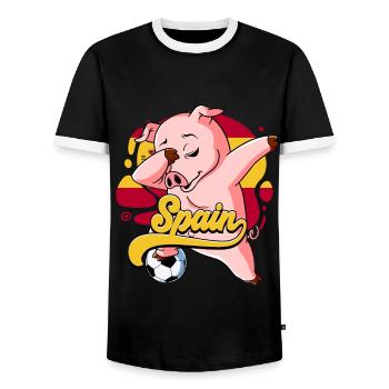 Spanien Fußball - Männer Kontrast-T-Shirt - Schwarz/Weiß - Vorne - AI Model Female 172 light (172cm) & AI Model Male 178 light (178cm)