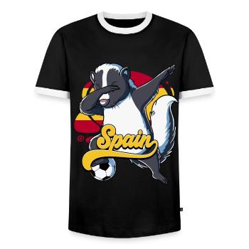 Spanien Fußball - Männer Kontrast-T-Shirt - Schwarz/Weiß - Vorne - AI Model Female 172 light (172cm) & AI Model Male 178 light (178cm)