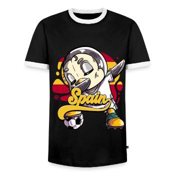 Spanien Fußball - Männer Kontrast-T-Shirt - Schwarz/Weiß - Vorne - AI Model Female 172 light (172cm) & AI Model Male 178 light (178cm)