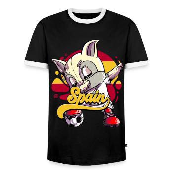 Spanien Fußball - Männer Kontrast-T-Shirt - Schwarz/Weiß - Vorne - AI Model Female 172 light (172cm) & AI Model Male 178 light (178cm)
