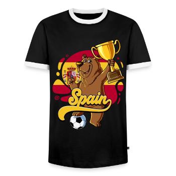 Spanien Fußball - Männer Kontrast-T-Shirt - Schwarz/Weiß - Vorne - AI Model Female 172 light (172cm) & AI Model Male 178 light (178cm)