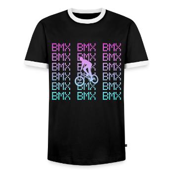 bmx - Männer Kontrast-T-Shirt - Schwarz/Weiß - Vorne - AI Model Female 172 light (172cm) & AI Model Male 178 light (178cm)