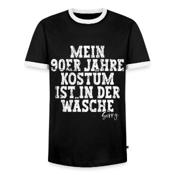Mein 90er Kostüm Ist In Der Wäsche 90er Jahre - Männer Kontrast-T-Shirt - Schwarz/Weiß - Vorne - AI Model Female 172 light (172cm) & AI Model Male 178 light (178cm)