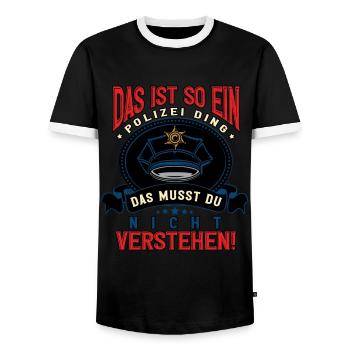 Polizist Polizei - Männer Kontrast-T-Shirt - Schwarz/Weiß - Vorne - AI Model Female 172 light (172cm) & AI Model Male 178 light (178cm)