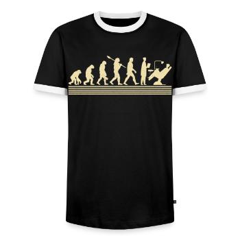 Dentist evolution - Men's Ringer Shirt - black/white - Front - AI Model Female 172 light (172cm) & AI Model Male 178 light (178cm)