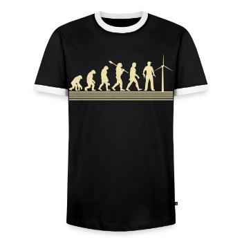 Development of turbine mechanics - Men's Ringer Shirt - black/white - Front - AI Model Female 172 light (172cm) & AI Model Male 178 light (178cm)