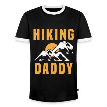 Climbing Climbers Mountains Climbing Wall Kletterdad - Men's Ringer Shirt - black/white - Front - AI Model Female 172 light (172cm) & AI Model Male 178 light (178cm)