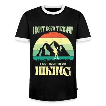 Climbing Climbers Mountains Climbing Wall Kletterdad - Men's Ringer Shirt - black/white - Front - AI Model Female 172 light (172cm) & AI Model Male 178 light (178cm)