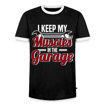 Muscel Car V8 Turbocompresseur Camion Voiture de course - T-shirt contrasté Homme - noir/blanc - Devant - AI Model Female 172 light (172cm) & AI Model Male 178 light (178cm)