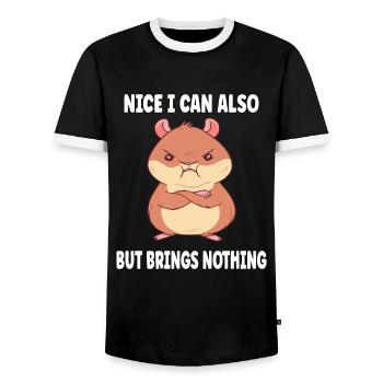 Sympa puis-je aussi apporter mais rien hamster - T-shirt contrasté Homme - noir/blanc - Devant - AI Model Female 172 light (172cm) & AI Model Male 178 light (178cm)