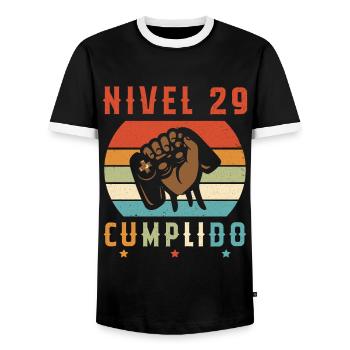 Niveau 29 Complet - T-shirt contrasté Homme - noir/blanc - Devant - AI Model Female 172 light (172cm) & AI Model Male 178 light (178cm)