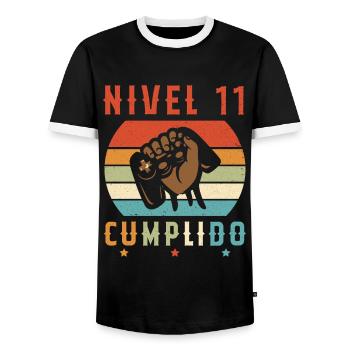 Niveau 11 complete - T-shirt contrasté Homme - noir/blanc - Devant - AI Model Female 172 light (172cm) & AI Model Male 178 light (178cm)
