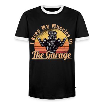 Muscel Car V8 Turbocharger Truck Rennwagen - Männer Kontrast-T-Shirt - Schwarz/Weiß - Vorne - AI Model Female 172 light (172cm) & AI Model Male 178 light (178cm)