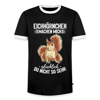 Eichhörnchen machen mich glücklich - Eichhörnchen - Männer Kontrast-T-Shirt - Schwarz/Weiß - Vorne - AI Model Female 172 light (172cm) & AI Model Male 178 light (178cm)