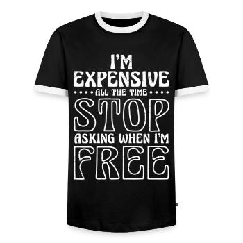 Je suis cher tout le temps arrêtez de demander quand je suis - T-shirt contrasté Homme - noir/blanc - Devant - AI Model Female 172 light (172cm) & AI Model Male 178 light (178cm)