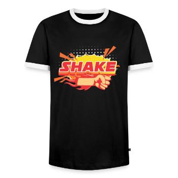 Shake And Bake - Men's Ringer Shirt - black/white - Front - AI Model Female 172 light (172cm) & AI Model Male 178 light (178cm)