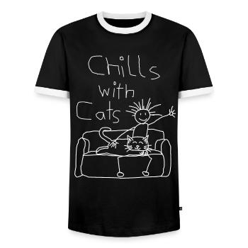 Chats Chat Chat Chat Chat Chat Amoureux - T-shirt contrasté Homme - noir/blanc - Devant - AI Model Female 172 light (172cm) & AI Model Male 178 light (178cm)