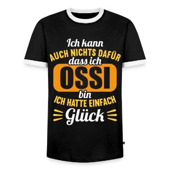 DDR Ostdeutschland Osten Ostalgie Ossi - Männer Kontrast-T-Shirt - Schwarz/Weiß - Vorne - AI Model Female 172 light (172cm) & AI Model Male 178 light (178cm)