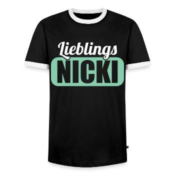 DDR Ostdeutschland Osten Ossi Lieblings Nicki - Männer Kontrast-T-Shirt - Schwarz/Weiß - Vorne - AI Model Female 172 light (172cm) & AI Model Male 178 light (178cm)