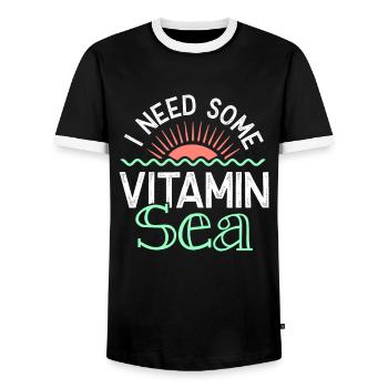 vitamine mer été - T-shirt contrasté Homme - noir/blanc - Devant - AI Model Female 172 light (172cm) & AI Model Male 178 light (178cm)