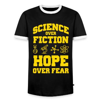 science science hope - Men's Ringer Shirt - black/white - Front - AI Model Female 172 light (172cm) & AI Model Male 178 light (178cm)