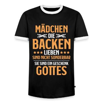 Bäcker Backen Bäckerin Bäckerei Baker Baking - Männer Kontrast-T-Shirt - Schwarz/Weiß - Vorne - AI Model Female 172 light (172cm) & AI Model Male 178 light (178cm)