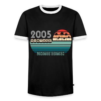 Vintage Anniversaire Anniversaire Rétro 2005 Limité - T-shirt contrasté Homme - noir/blanc - Devant - AI Model Female 172 light (172cm) & AI Model Male 178 light (178cm)