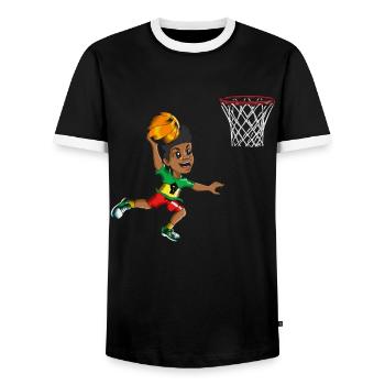 Juneteenth Joueur de basket-ball Joueur Sports - T-shirt contrasté Homme - noir/blanc - Devant - AI Model Female 172 light (172cm) & AI Model Male 178 light (178cm)