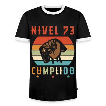 Niveau 73 complete - T-shirt contrasté Homme - noir/blanc - Devant - AI Model Female 172 light (172cm) & AI Model Male 178 light (178cm)