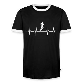 Rennen Läufer Läuferin Renner Rennerin Joggen - Männer Kontrast-T-Shirt - Schwarz/Weiß - Vorne - AI Model Female 172 light (172cm) & AI Model Male 178 light (178cm)