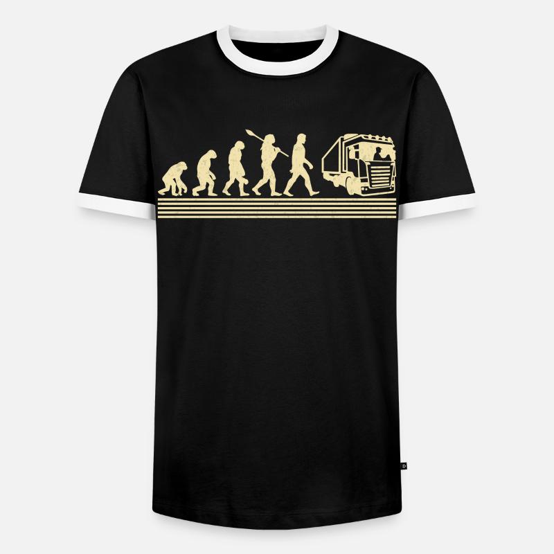 Truck driver evolution - Men's Ringer Shirt - black/white