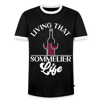 Sommelier Wine Drinking Tasting - Männer Kontrast-T-Shirt - Schwarz/Weiß - Vorne - AI Model Female 172 light (172cm) & AI Model Male 178 light (178cm)